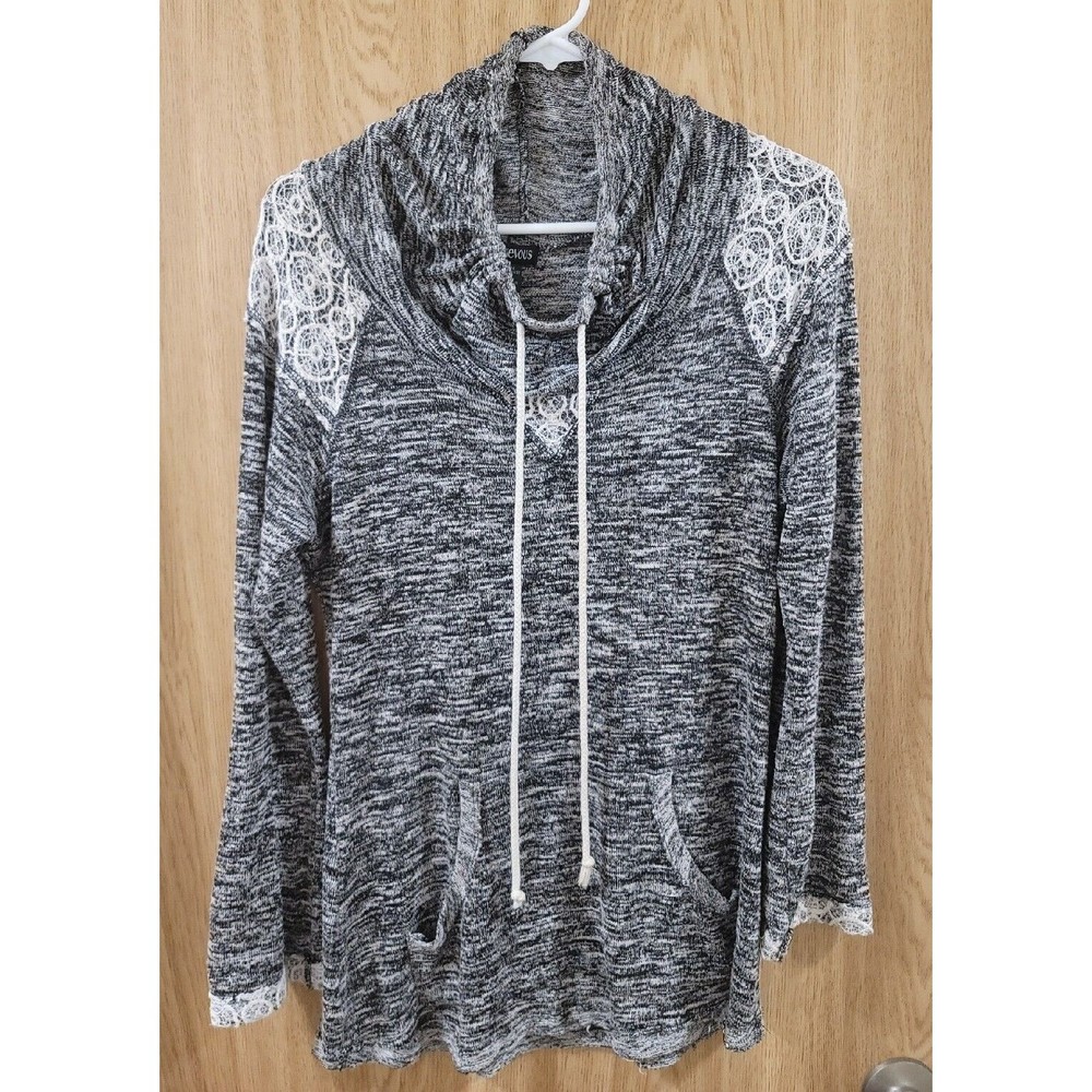 Miss Chievous Womens Junior’s Cowl Neck Gray Sweater~Size L